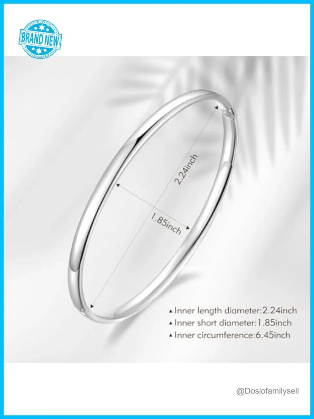 Sterling Silver Oval Bangle Bracelet Stackable Cuff Hypoallergenic